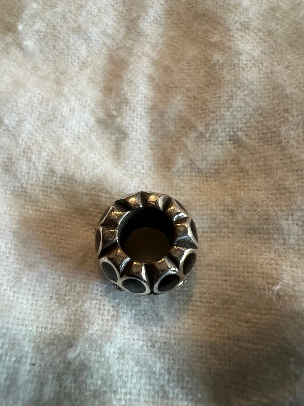 Brighton Silver and Black Floral Bead Charm